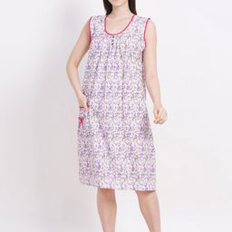 Breezly Floral Printed Pure Cotton Midi Nightdress-picture-19