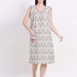 Breezly Floral Printed Pure Cotton Nightdress-picture-0