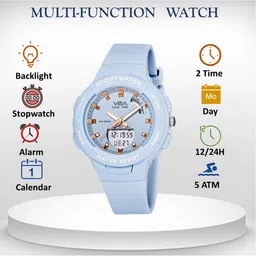 V2A Women Blue Patterned Dial & Blue Wrap Around Straps Analogue and Digital Multi Function Watch image 5