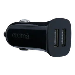 Croma 12 Watts 2 USB Ports Car Charging Adapter (Overcharging Protection, Black)-26