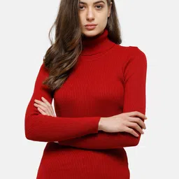 98 Degree North Women Red Turtle Neck Pullover-image-16
