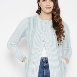 Zigo Women Blue & White Striped Cardigan-picture-30