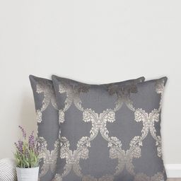 Home Blue & Silver Set of 2 Ethnic Motifs Square Cushion Covers-42