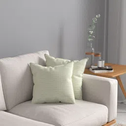 ROSARA HOME Set of 2 Cream-Coloured & Olive Green Self Design Square Cushion Covers-23