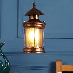 MFD HOME FURNISHING Copper-Toned Glass Quirky Lantern-image-114