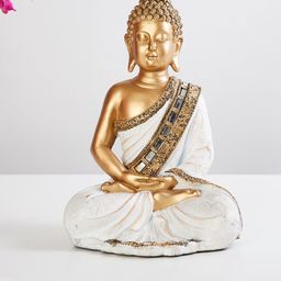 Home Centre Gold-Toned & White Textured Buddha Figurine Showpieces-14