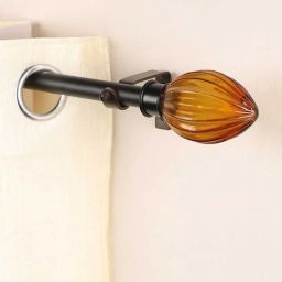 Black Powder Coated Iron Curtain Rod (48 to 88 Inches) With Bracket by The Decor Mart-picture-6