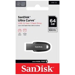 SanDisk Ultra Curve 64GB USB 3.2 Flash Drive (Built-in Keyring Loop, SDCZ550-064G-I35, Black) image 4
