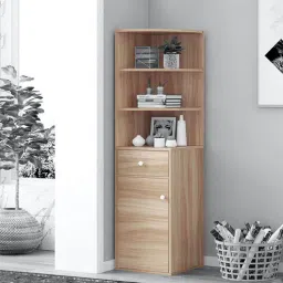 kawachi Jenson Corner Bookshelf with Cabinet in Beige Colour-picture-4