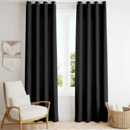 parda online Black Polyster Solid 5ft Blackout Eyelet Window/Door (2 Pc)-picture-28