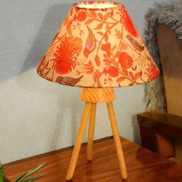 homesake Wood Tripod Small Table Lamps with Linen Beige Lampshade, bird-picture-7