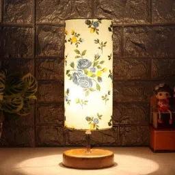 new era Pisa Multicolour Cottan Fabric Shade Table Lamp With Wood Base-picture-17
