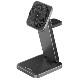 stuffcool Rover 18W 3-in-1 Wireless Charger for iOS, Android, Smart Watch and TWS Earbuds (Foldable Design, Black) image 2