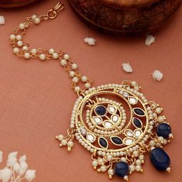 Jazz and Sizzle Gold-Plated Kundan-Studded Maang Tikka-4
