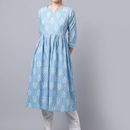 LARGISH Floral Printed Round Neck Cotton Anarkali Kurta-28
