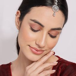 SOHI Silver-Plated White AD- Stone Studded Maang Tikka-58