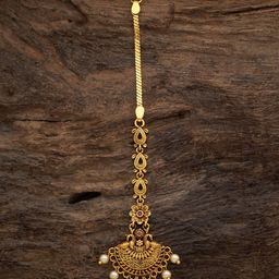 Kushal's Fashion Jewellery Gold-Plated Pearls-Beaded Maang Tikka-image-19