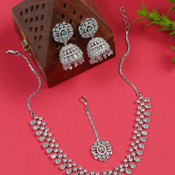 YouBella Silver-Plated AD-Studded Jewellery Set-23