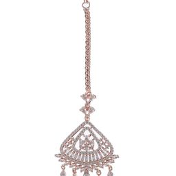 Jazz and Sizzle Rose Gold-Plated AD Stone-Studded Maangtikka image 2