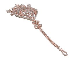 Jazz and Sizzle Rose Gold-Plated AD Stone-Studded Maangtikka image 3