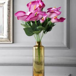Purple Polyester And Plastic Artificial Anthurium Flower Bunch Without Vase By Foliyaj-picture-33