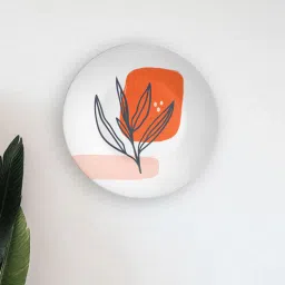 quirk india MulticolouredDark Peach Brush Stroke Leaf Decorative Ceramic Wall Plate-picture-8