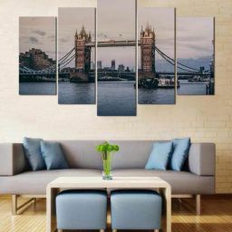 wens Velvet Laminated London Bridge Set of 5 Wall Art Panels-picture-9