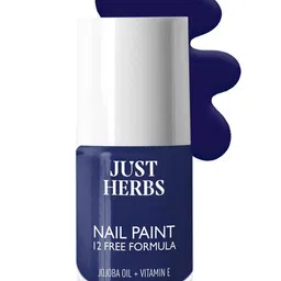 Just Herbs 12 Free Formula Long Lasting Nail Paint With Jojoba Oil -11ml-Midnight Blue 17-20