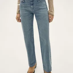 MANGO Women Straight-fit Pure Cotton Jeans With Studs Detailing-image-40