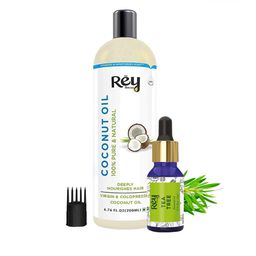 Rey Naturals Set Of 2 Coconut Hair Oil & Tea Tree Essential Oil - 200 ml - 15 ml-19