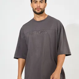 Styli Heavy Cotton Jersey Boxy Fit T-Shirt With Front Seam Detail-image-44