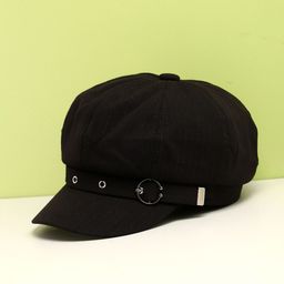 French Accent Men Buckle Detailed Bakerboy Cap-44