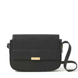 Accessorize London Women's Faux Leather Black Straight flap saddle cross-body bag-32