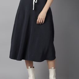 BAESD Women Solid Mid-Rise Flared Midi Skirt-picture-47