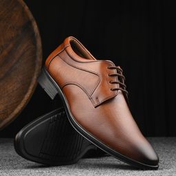 INVICTUS Men Textured Round Toe Formal Derbys-image-9