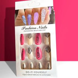 CHRONEX Set Of 12 Reusable Press On Nail Extensions-11