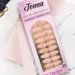 JENNA Set Of 24 Press On Acrylic Almond Shape Artificial Nails - Baby Pink-39