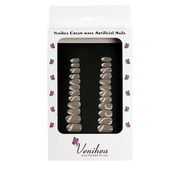 Venihea Cream Wave Artificial Nail Set- 24Pcs-image-48