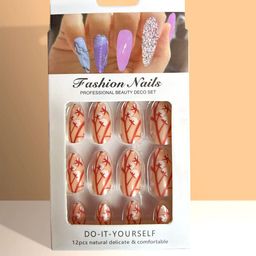 CHRONEX Set Of 12 Matte Almond Press On Nails-40