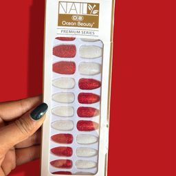 CHRONEX Set Of 24 Glitter Reusable Press On Nail Extensions-30