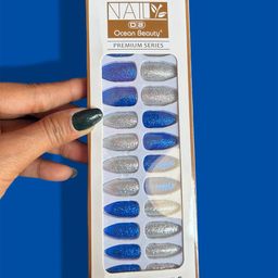 CHRONEX Set Of 24 Glitter Reusable Press On Nail Extensions-28