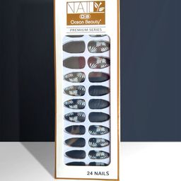 CHRONEX  Set Of 24 Matte Finish Reusable Press On Nail Extensions-23