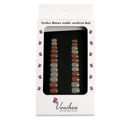 Venihea Set Of 24 Brown Marble Artificial Nails-image-75