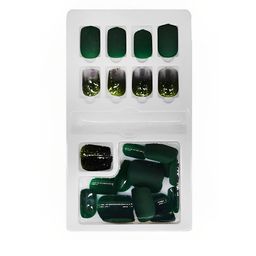 SYGA 30Pcs Long-Lasting Press-On Artificial Nails - Dark Green F635-6-30