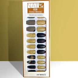 CHRONEX Set Of 24 Glitter Reusable Press On Nail Extensions-25