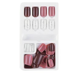SYGA 30 Pcs Double Sided Jelly Adhesive Fake Press Nails - Peach F635-28-18