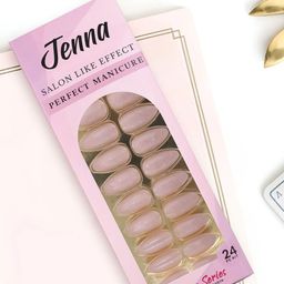 JENNA Set Of 24 Press On Acrylic Almond Shape Artificial Nails - Glitter Skin-18