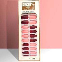 CHRONEX Set Of 24 Matte Finish Reusable Press On Nail Extensions-13