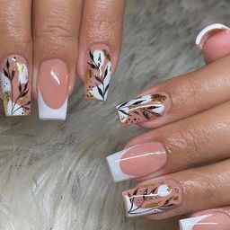 Secret Lives 24 Pcs Annie French Leaves Design False Nails-image-84