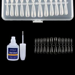 SYGA 240Pcs Trapezoidal False Nails & Glue Bottle - Transparent-36